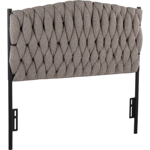 Braided Matisse Queen Headboard in Grey Fabric & Black Metal